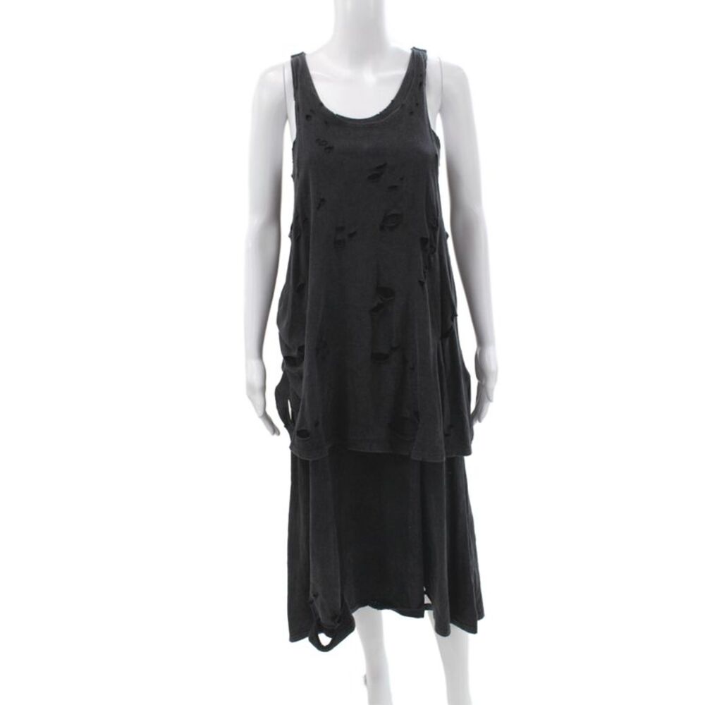 R13 Womens Tank Dress Black Cotton Scoop Neck Sleeveless Maxi Size XS